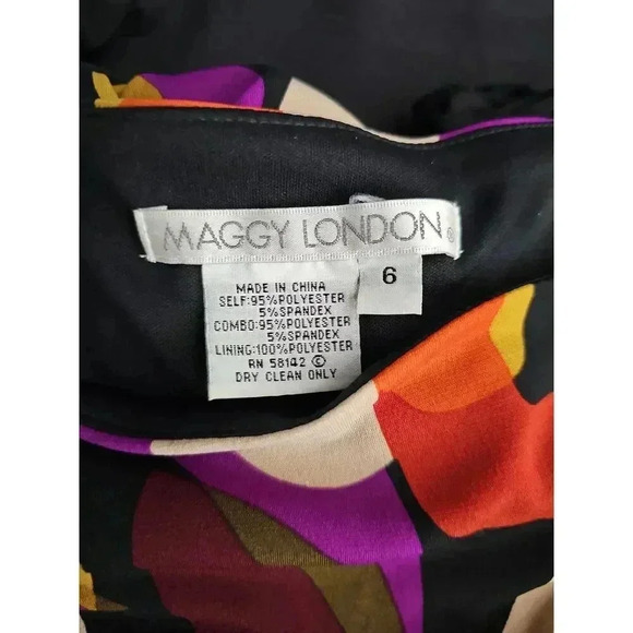 Maggy London Multicolor Long Sleeve A Line Dress Size 6 - Picture 4 of 6